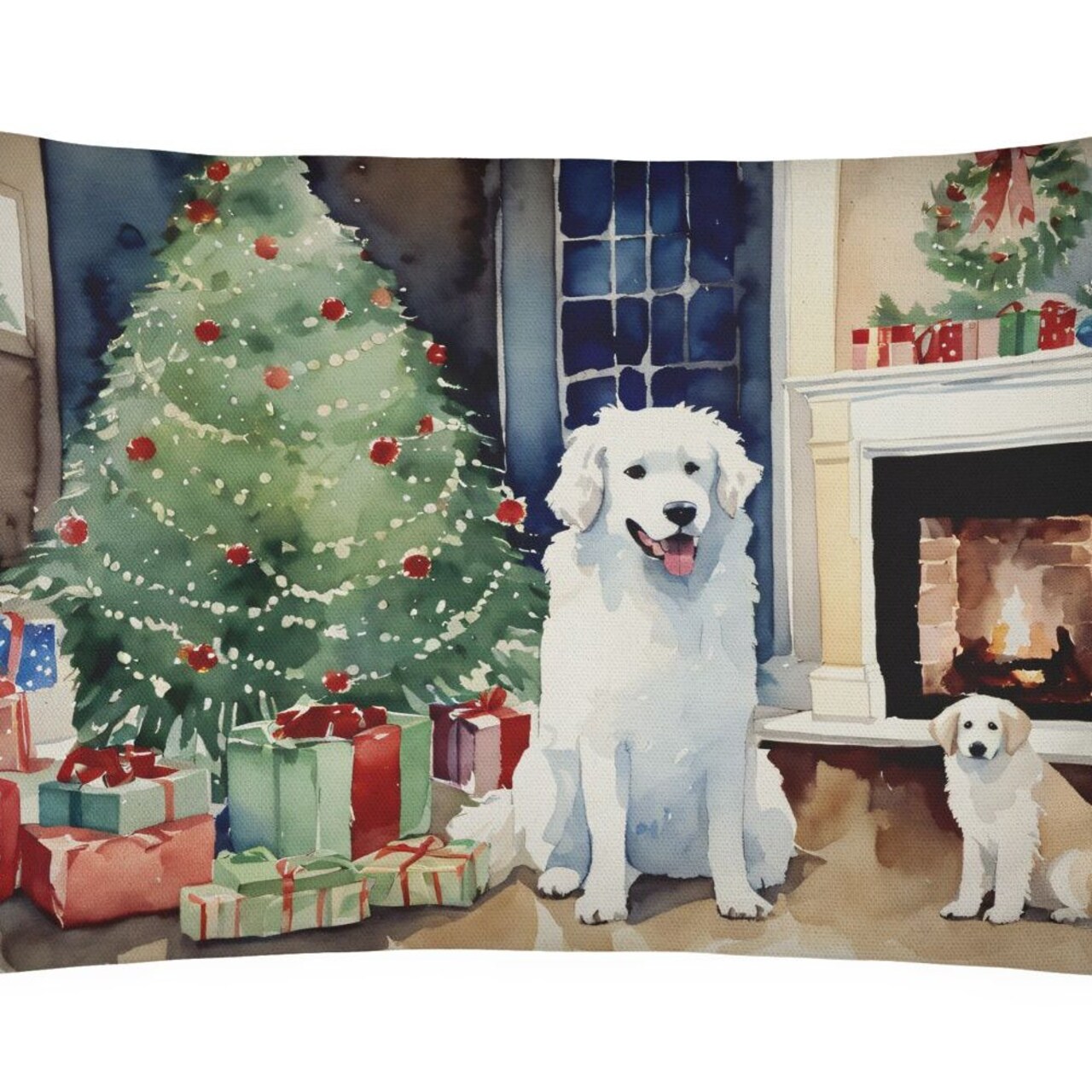 Edge Collections - 12" X 16" - Multicolor - Christmas Throw Pillow Cozy Throw Kuvasz 2693 - 1 Piece